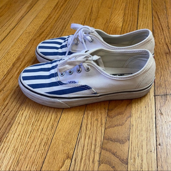 Vans Off The Wall Blue Stripe Size 6.5 Womens Sneakers Shoes Lace up - Picture 4 of 10